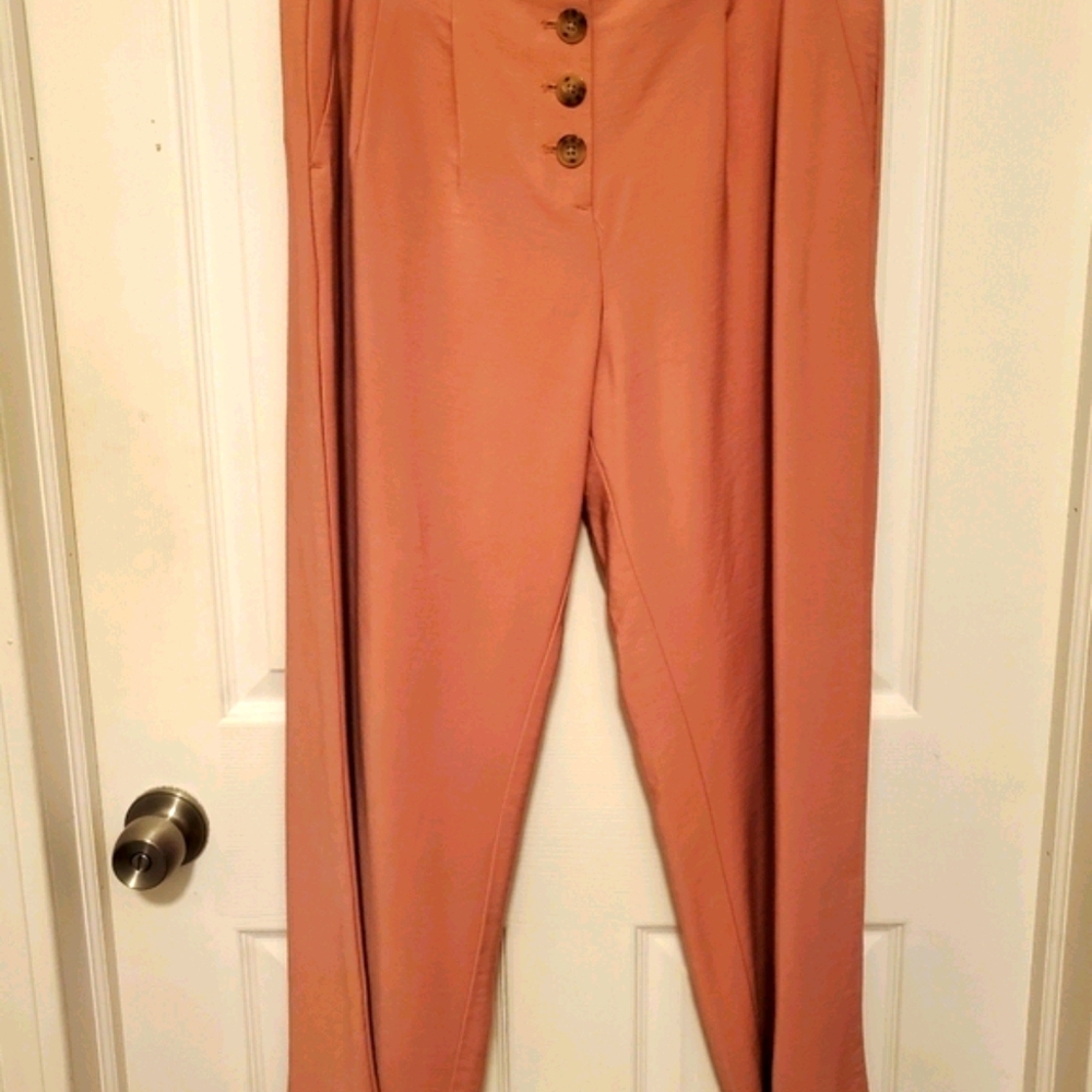 Loft pink wide leg cropped pants